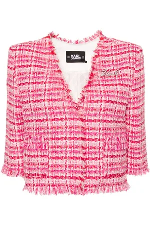 Karl Lagerfeld Logo-pin bouclé jacket