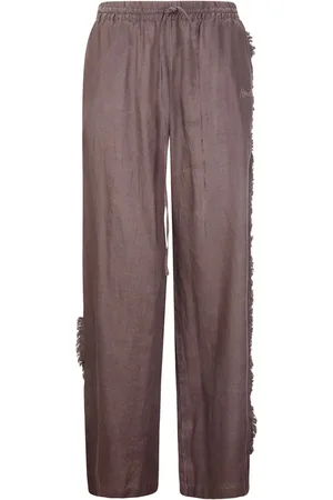P.A.R.O.S.H. Distressed-finish straight linen trousers