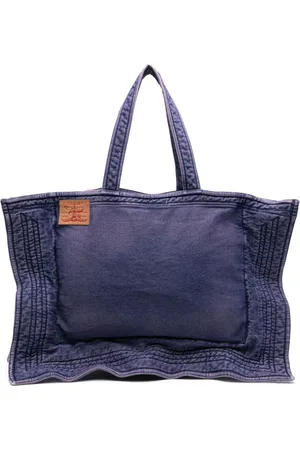 Y / PROJECT Large washed-denim tote bag