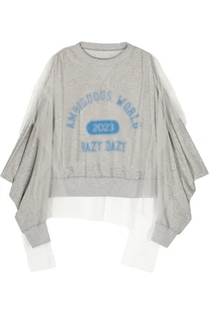 UNDERCOVER Graphic-print tulle-layered sweatshirt