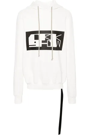 Rick Owens Logo-tape organic cotton hoodie