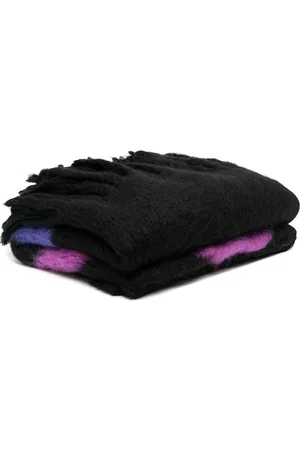 OFF-WHITE Mohair fringed blanket