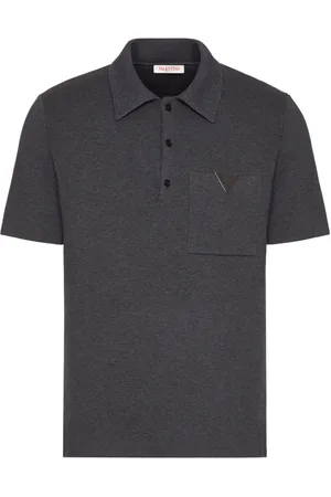 VALENTINO GARAVANI Logo-plaque mélange-effect polo shirt