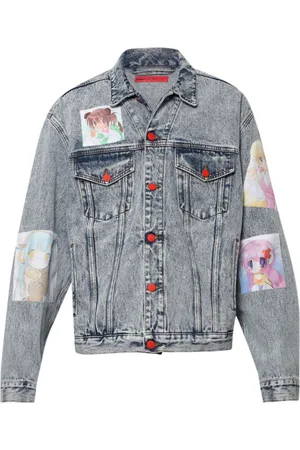Members OF The Rage Patch-detail acid-wash denim jacket
