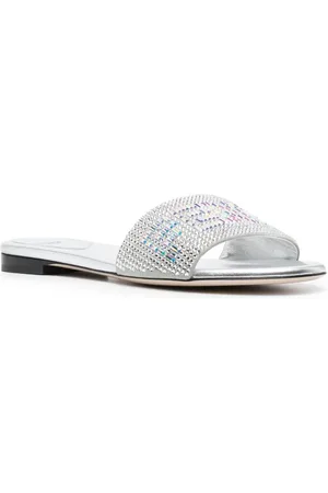 Fendi Crystal-embellished leather sandals