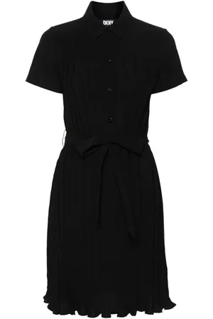 DKNY Belted plissé mini dress