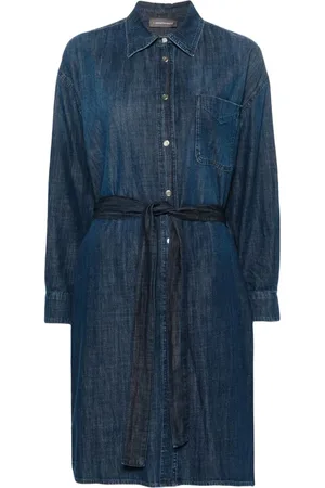 LORENA ANTONIAZZI Belted denim midi dress