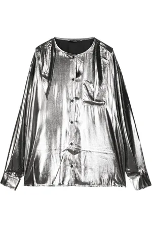 pushBUTTON Sailor-collar metallic shirt