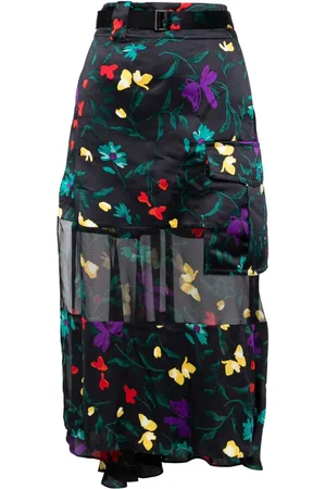 SACAI Floral-print panelled skirt