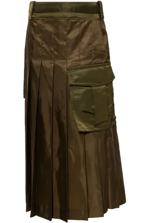 SACAI Pleated twill midi skirt