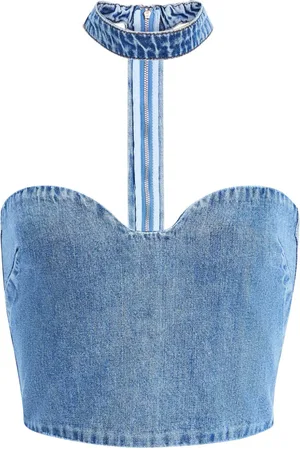 Retrofete Rory denim cropped top