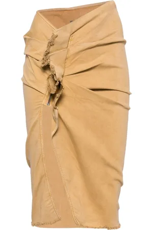 Rick Owens Edfu gathered denim skirt