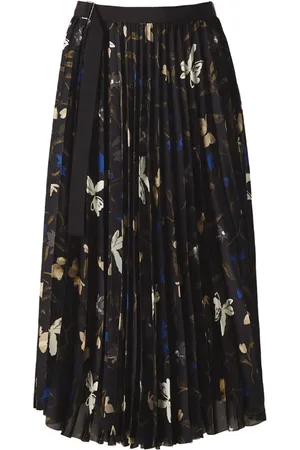SACAI Floral-print plissé skirt