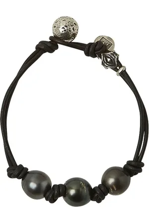 John Varvatos Tahitian-pearl double-leather bracelet