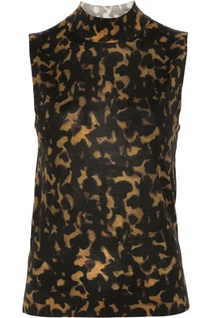 THEORY Tortoiseshell-print ribbed top