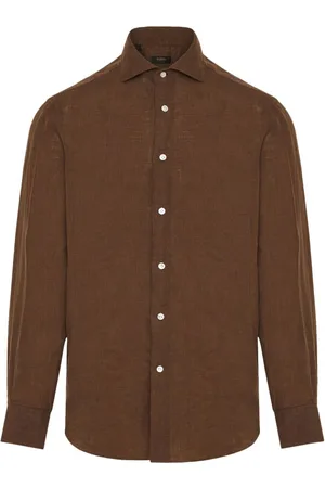 BARBA Cutaway-collar cotton shirt