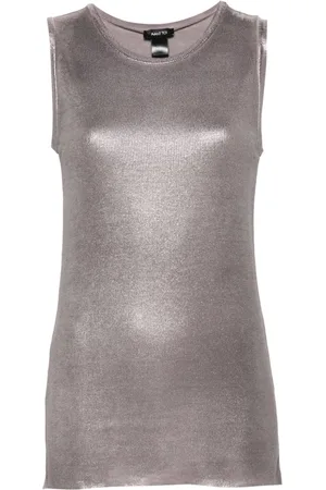 AVANT TOI Lamé ribbed tank top