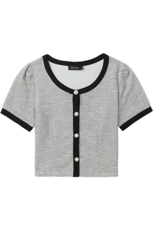 tout a coup Contrast-trim jacquard blouse