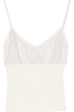 Giambattista Valli Ribbed lace-panel vest top