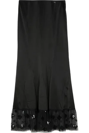 CHANEL 2002 mesh-hem silk skirt