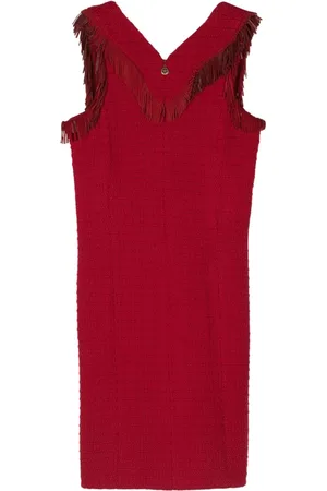 CHANEL 2014 fringed wool tweed dress