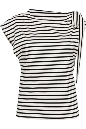 Msgm Bow-detail striped cotton top