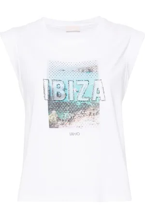 Liu Jo Bead-embellished graphic-print tank top
