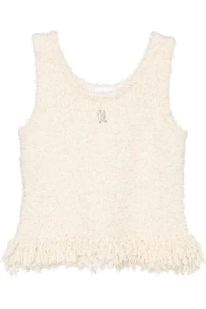 Paco rabanne Logo-plaque fringed knitted top
