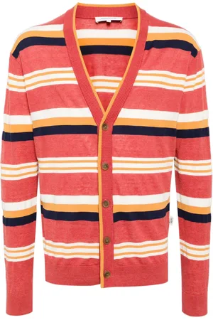 Maison Kitsuné Striped intarsia-knit cardigan