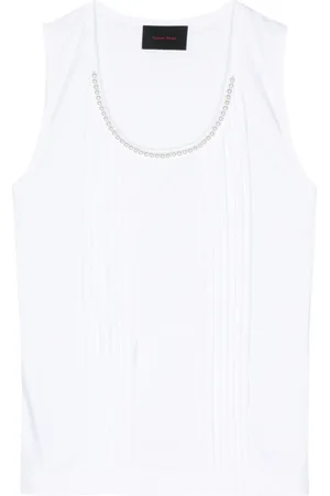 Simone Rocha Pearl-necklace cotton tank top