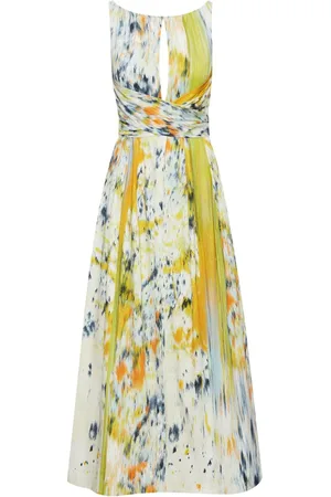 Oscar de la Renta Abstract brushstroke-print midi dress