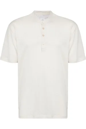 ELEVENTY Buttoned linen-cotton T-shirt