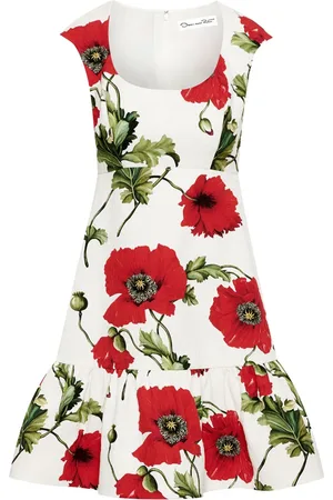 Oscar de la Renta Poppy-print cotton dress