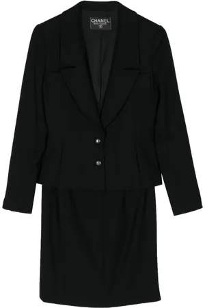 CHANEL 1990s CC wool skirt suit