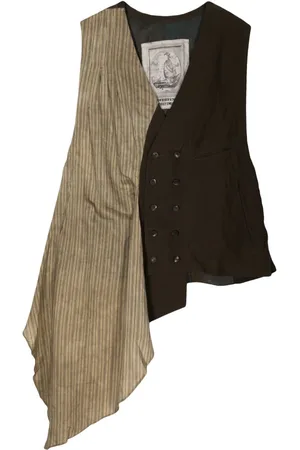 ZIGGY CHEN Striped-overlayer waiscoat