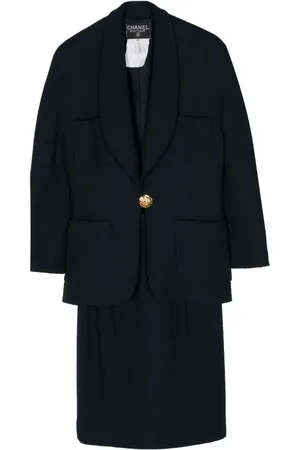 CHANEL 1990s single-breasted wool skirt suit
