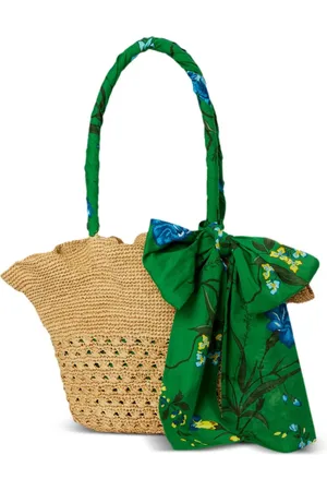 Erdem Scarf-wrapped raffia beach bag