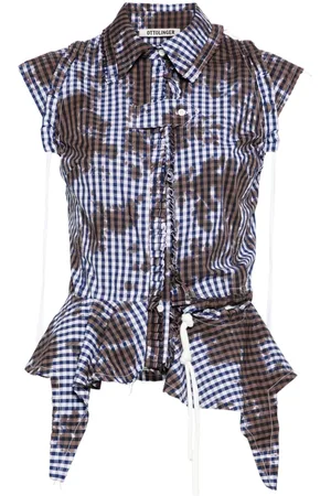 OTTOLINGER Gingham ruffled sleeveless top