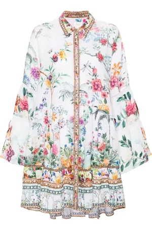 Camilla Plumes And Parterres-print mini dress