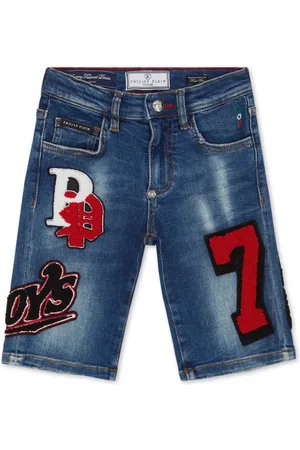 Philipp Plein Appliquéd denim shorts