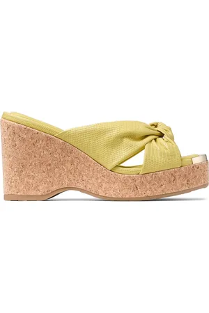 Jimmy Choo 95mm Avenue leather wedge mules