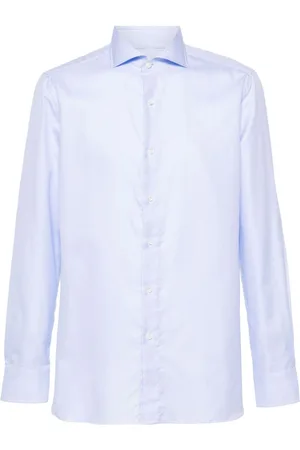 LUIGI BORRELLI NAPOLI Spread-collar cotton shirt