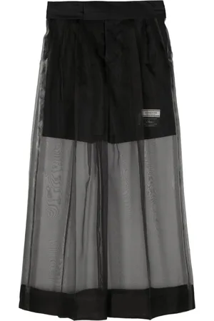 UNDERCOVER Silk-overlay wide-leg trousers