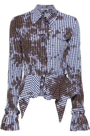 OTTOLINGER Stained gingham ruffled shirt