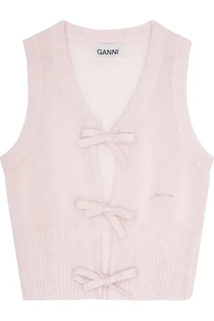 Ganni Bow-fastening knitted vest