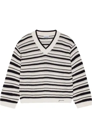 Ganni Striped open-knit jumper