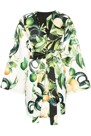 Roberto Cavalli Lemon-print silk coat