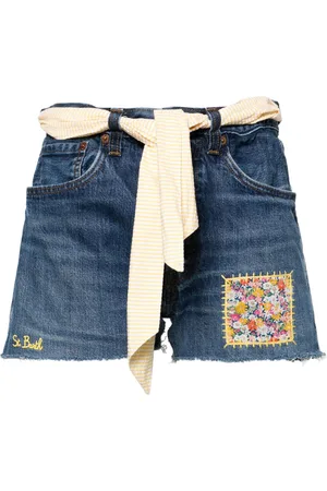 MC2 SAINT BARTH Arizona attached-scarf denim shorts
