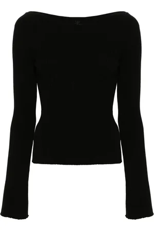 Courrèges Boat-neck ribbed-knit top