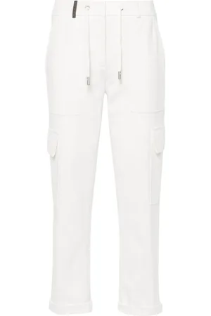 PESERICO SIGN Drawstring-waistband cropped trousers